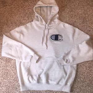men's champion reverse weave chenille logo hoodie